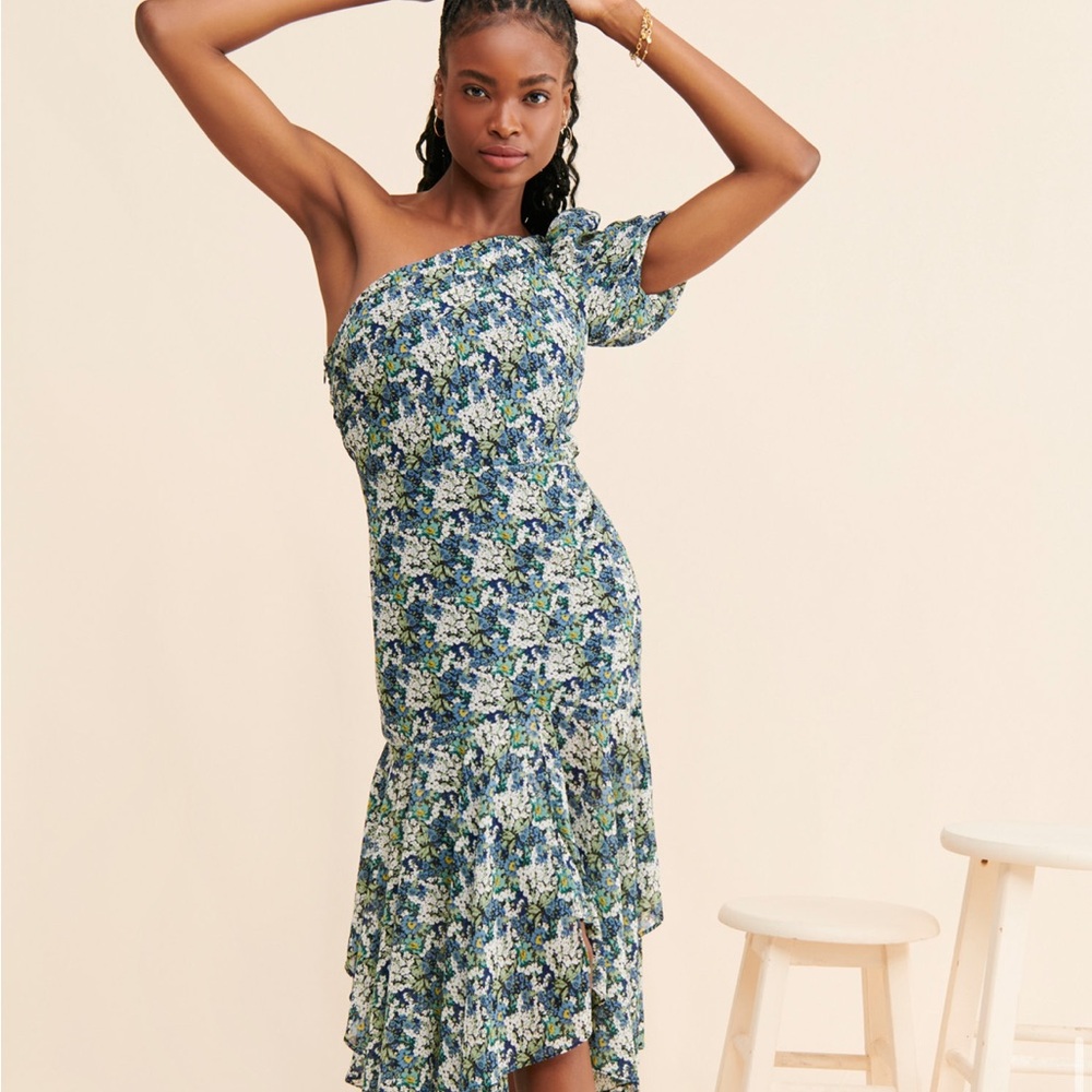 ASTR Floral One-Shoulder Santorini Dress